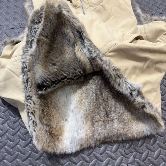 Vintage Y2K Vest Womens Beige Brown Faux Fur Reversible Pockets Weatherproof - Picture 3 of 6